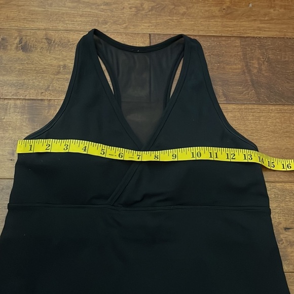 Lululemon Tank Top Black Wrap V Neck Mesh Back Racerback - Picture 8 of 12